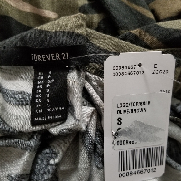 Forever 21 Choker Cutout Logo ARMY Top T-shirt. - Picture 5 of 5